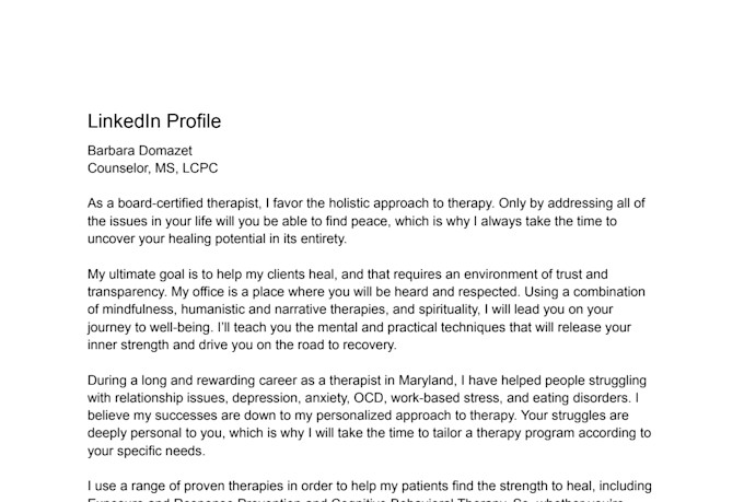write an engaging and professional linkedin profile
